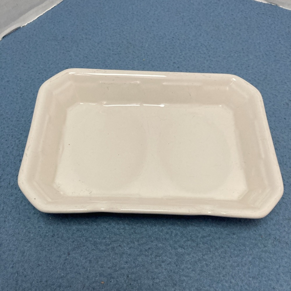 Longaberger Pottery Woven Traditions Ivory Vitrified Double Spoon Rest